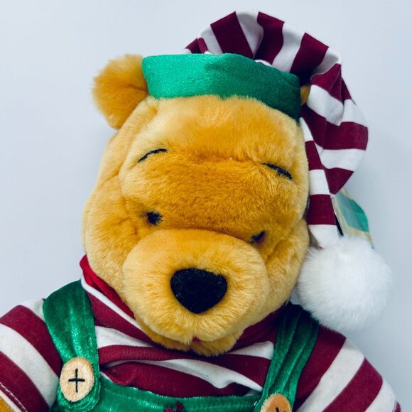 Disney Store Christmas Pooh Bear Dressed as Elf Plush Vintage Disney - Picture 2 of 13